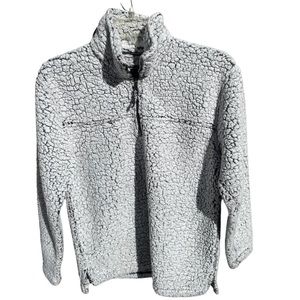 Boxer Craft Sz M Pullover Zip up Sherpa Shirt White with Black